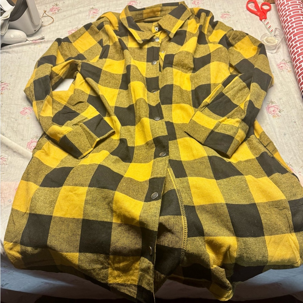 Yellow and Black Plaid Shirt Women’s